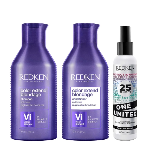 Redken Trio: Colour Extend Blondage Shampoo, Conditioner & All-In-One Multi-Benefit Treatment
