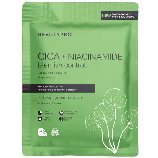 BeautyPro Cica + Niacinamide Blemish Control Facial Sheet Mask