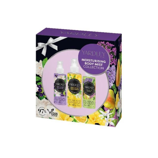 Yardley Moisturising Body Mist Collection Gift Set 50ml Gardenia & Cassis + 50ml Freesia & Bergamot + 50ml Lilac & Pear