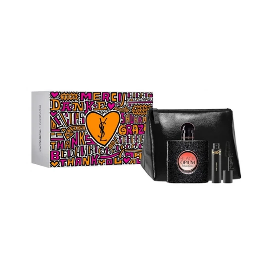 Yves Saint Laurent Black Opium Gift Set 50ml Eau De Parfum + 2ml Lash Clash Mascara + Pouch