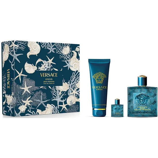 Versace Eros Gift Set 100ml Eau De Parfum + 5ml Eau De Parfum + 150ml Bath & Shower Gel
