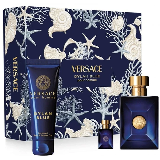 Versace Pour Homme Dylan Blue Gift Set 100ml Eau De Toilette + 150ml Shower Gel + 5ml Eau De Toilette