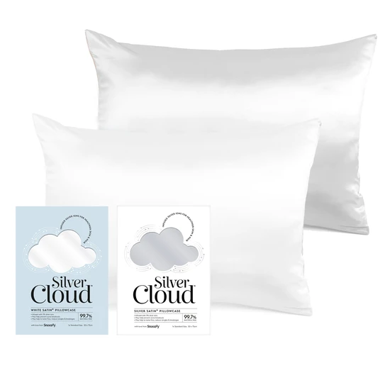 Silver Cloud White & Silver Satin Pillowcase Twinpack