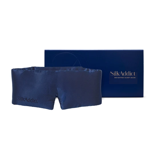 Silk Addict Weighted Mulberry Silk Sleep Mask Navy
