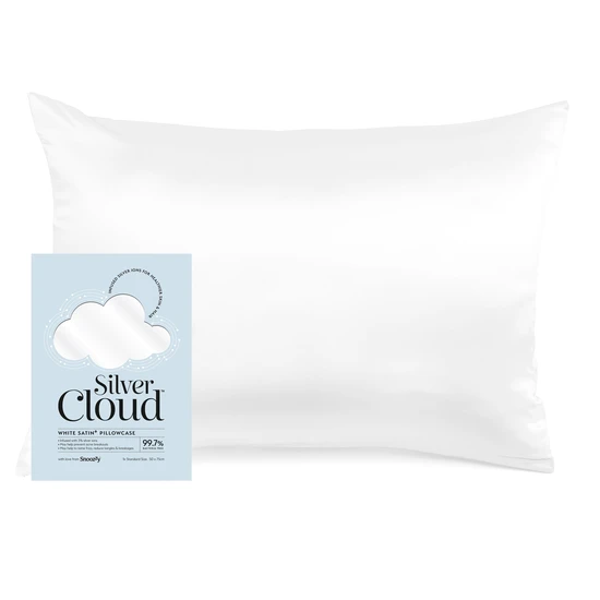 Silver Cloud White Satin Pillowcase Infused With Silver Ions