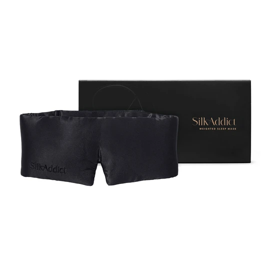 Silk Addict Weighted Mulberry Silk Sleep Mask Black