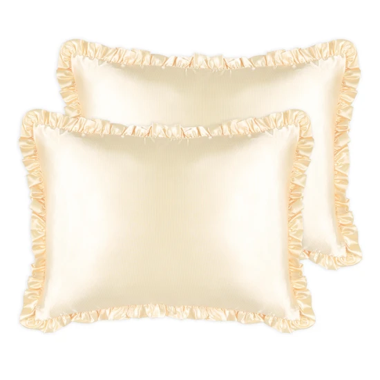Silver Cloud Satin Frilly Pillowcase Twin Pack Buttercup Collection