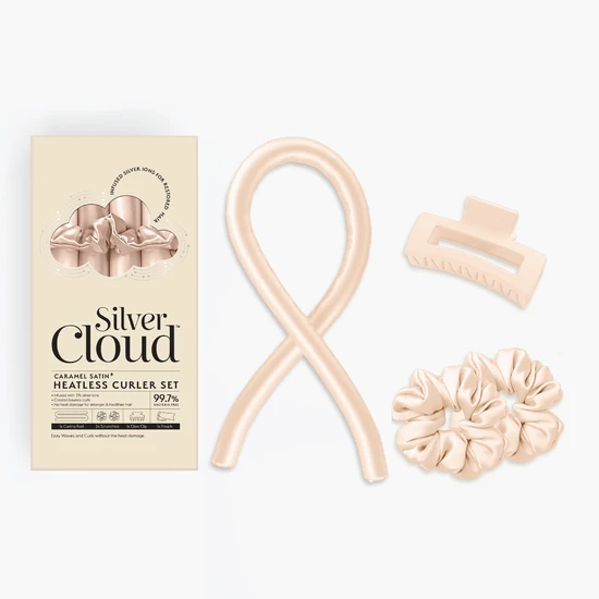 Silver Cloud Caramel Heatless Curler Set