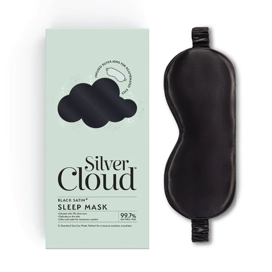 Silver Cloud Black Satin Sleep Mask