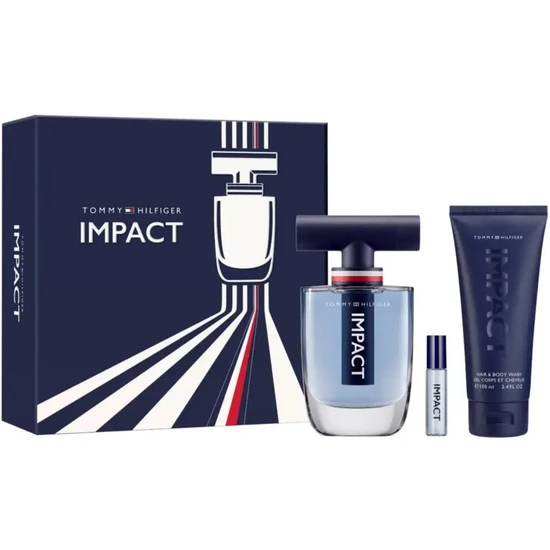Tommy Hilfiger Impact Eau De Toilette 100ml, 4ml + Body Wash 100ml Gift Set