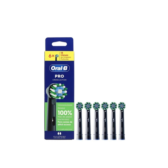 Oral B Pro Cross Action Replacement Head Electric Toothbrush Black