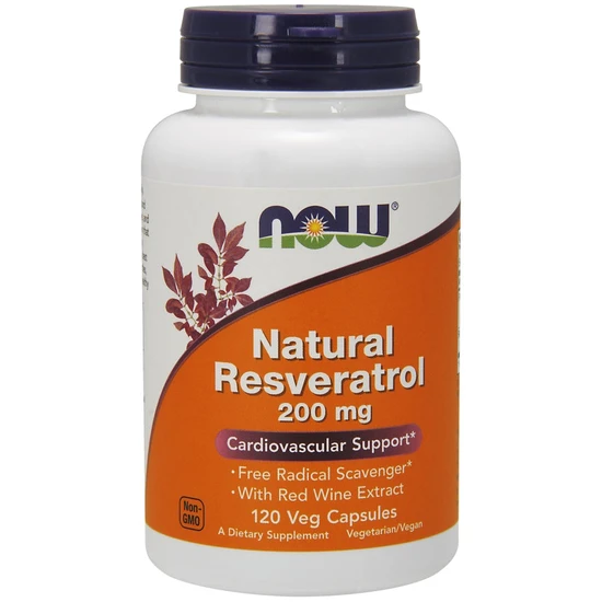 Now Foods Natural Resveratrol With Red Wine Extract 200Mg - 120 Vcaps