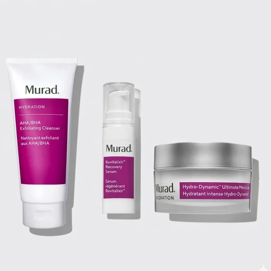 Murad The Derm Report Smoothing & Quenching Skin Set 200ml Exfoliating Cleanser + 5ml Recovery Serum + 50ml Moisturiser