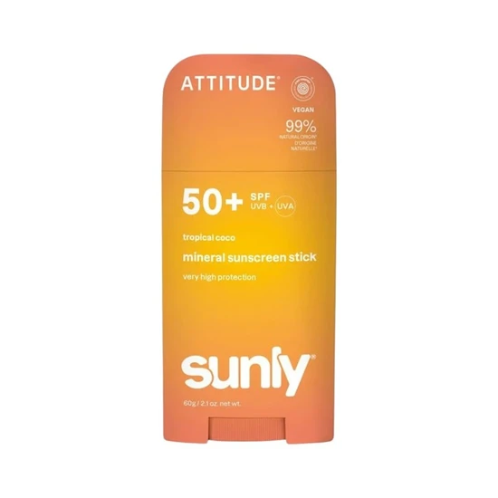 Attitude Sunly Mineral Sunscreen Stick Spf 50+ Tropical Coco 60G