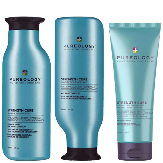 Pureology Trio: Strength Cure Strengthening Shampoo, Strengthening Conditioner & Superfood Deep Treatment Mask