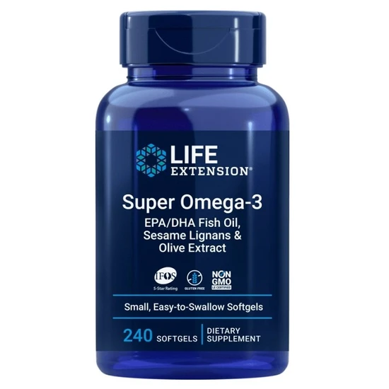 Life Extension Super Omega-3 Epa/Dha With Sesame Lignans & Olive Extract 240 Softgels
