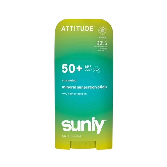 Attitude Sunly Unscented Mineral Sunscreen Stick SPF 50+