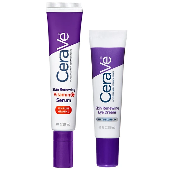 CeraVe Renewing 10% Pure Vitamin C Serum & Skin Renewing Eye Cream Duo