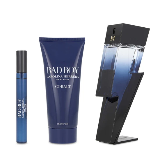 Carolina Herrera Bad Boy Cobalt Gift Set 100ml Eau De Parfum + 100ml Shower Gel + 10ml Eau De Parfum