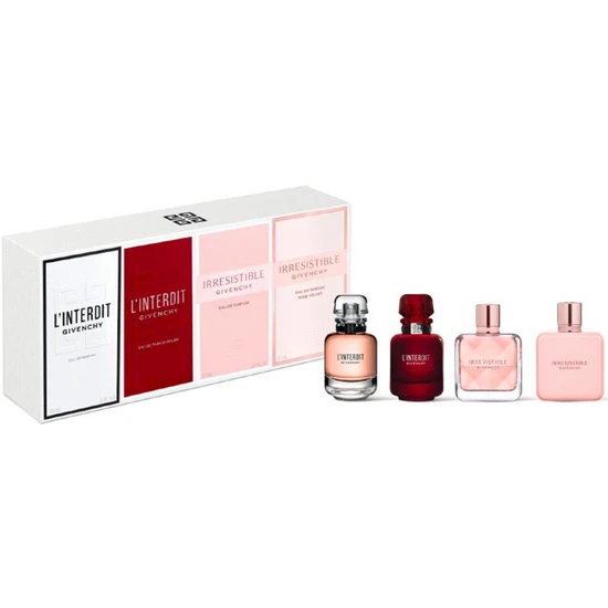 GIVENCHY Miniatures Gift Set 10ml L'Interdit Eau De Parfum + 10ml L'Interdit Rouge Eau De Parfum + 8ml Irresistible Eau De Parfum + 8ml Irresistible Rose Velvet Eau De Parfum
