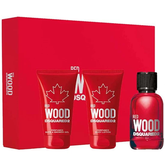 Dsquared2 Red Wood Eau De Toilette 50ml, Shower Gel 50ml + Body Lotion