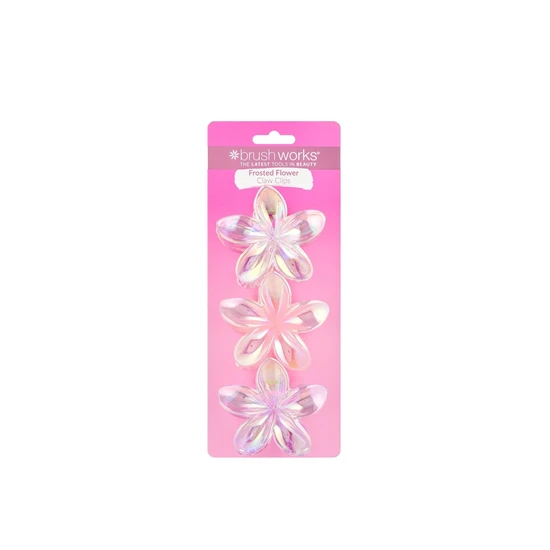 Brushworks Frosted Flower Claw Clips X3