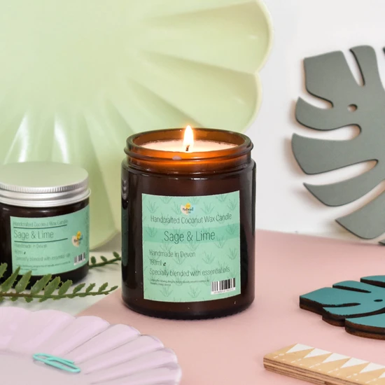 thenaturalspa The Natural Spa Sage & Lime Hand Poured Coconut Wax Candle