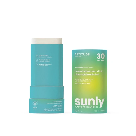 Attitude Sunly Mineral Sunscreen Stick SPF 30 Unscented