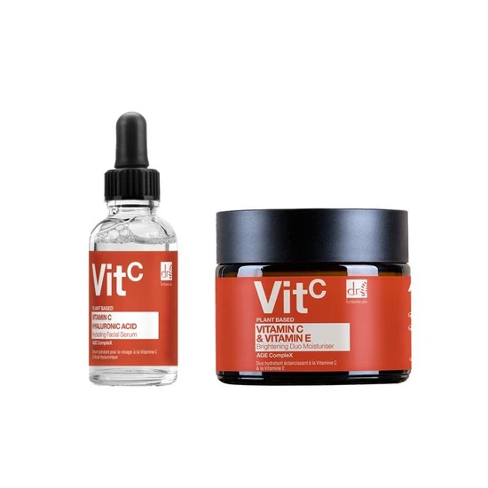 Dr Botanicals Vitamin C & Hyaluronic Acid Anti-ageing Facial Serum + Vitamin C & Vitamin E Brightening Anti-ageing Duo Moisturiser