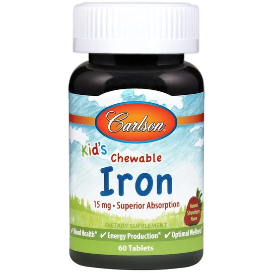 Carlson Labs Kid's Chewable Iron, 15mg Strawberry Tablets