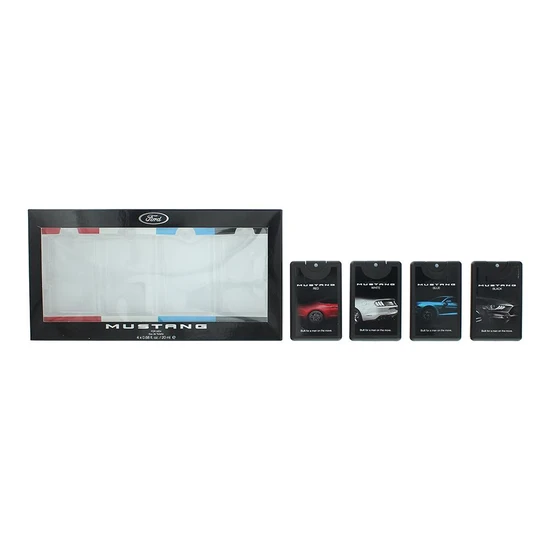 Mustang Ford Gift Set 20ml Red Eau De Toilette + 20ml White Eau De Toilette + 20ml Blue Eau De Toilette + 20ml Black Eau De Toilette