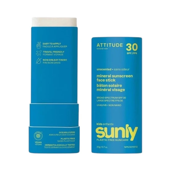 Attitude Sunly Kids Mineral Sunscreen Face Stick SPF 30 Unscented