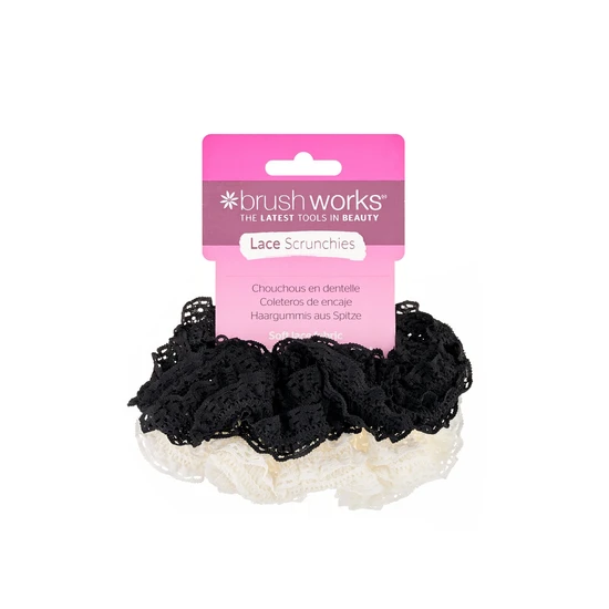 Brushworks Lace Scrunchies Black & White