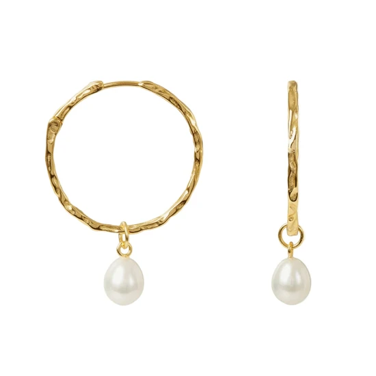 Kyoto Pearl Saffi Pearl Hoops 18ct Gold Plated