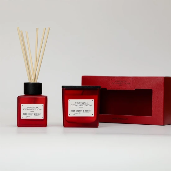 French Connection Autumn Collection Ruby Cherry & Merlot Diffuser + Candle Gift Set