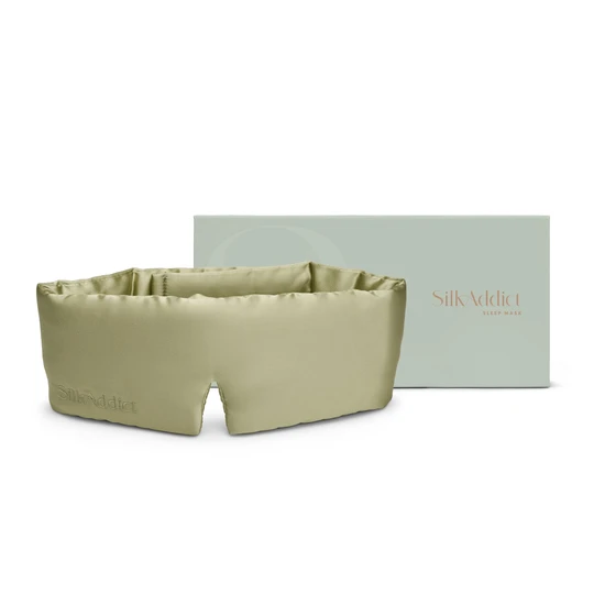 Silk Addict 100% Mulberry Silk Sleep Mask Wrap Olive Green