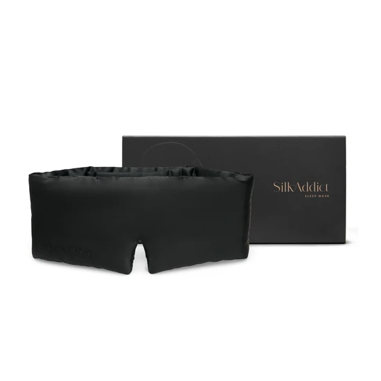 Silk Addict 100% Mulberry Silk Sleep Mask Wrap Black