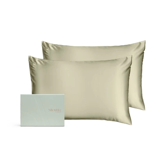 Silk Addict 100% Mulberry Silk Pillowcase Twinpack Olive Green