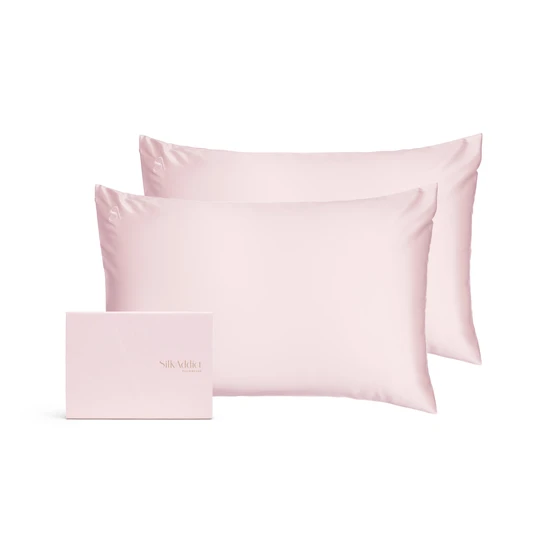 Silk Addict 100% Mulberry Silk Pillowcase Twinpack Pale Pink