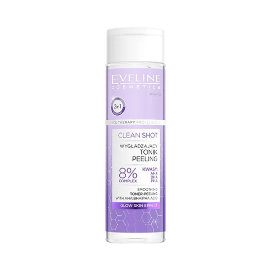 Eveline Clean Shot Smoothing Toner Peeling Glow Skin Effect