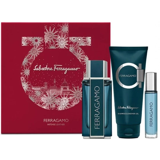 Salvatore Ferragamo Intense Leather Gift Set 100Ml Eau De Parfum, 10Ml Eau De Parfum & 100Ml Shampoo & Shower Gel