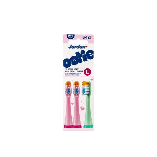 Jordan Ootie Gentle Cleaning Toothbrush Refill Heads L Pink/Green 6-12 Years