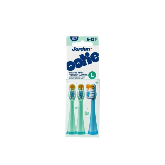 Jordan Ootie Gentle Cleaning Toothbrush Refill Heads L Green/Blue 6-12 Years