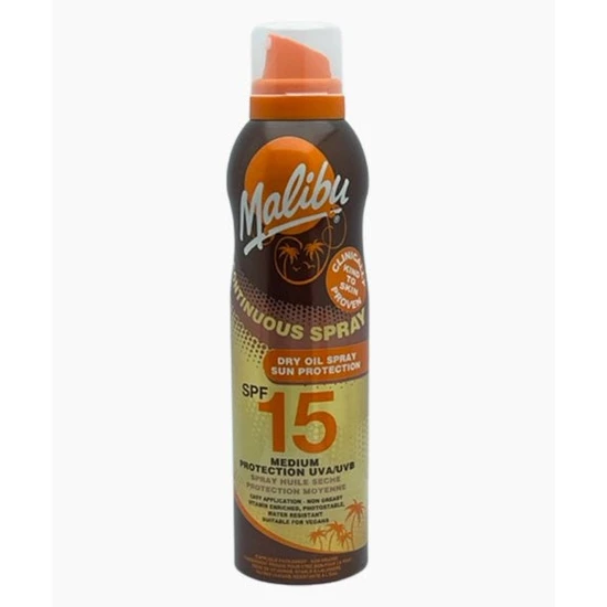 Malibu Continuous Spray Dry Oil Spray Medium Sun Protection SPF 15