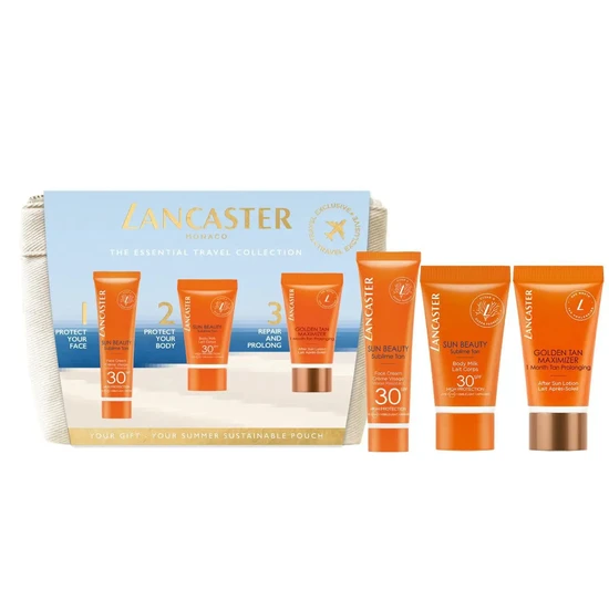 Lancaster Sun Beauty Gift Set 50ml Sun Beauty Body Milk SPF 30 + 50ml Aftersun Golden Maximiser + 30ml Sun Beauty Face Cream SPF 30