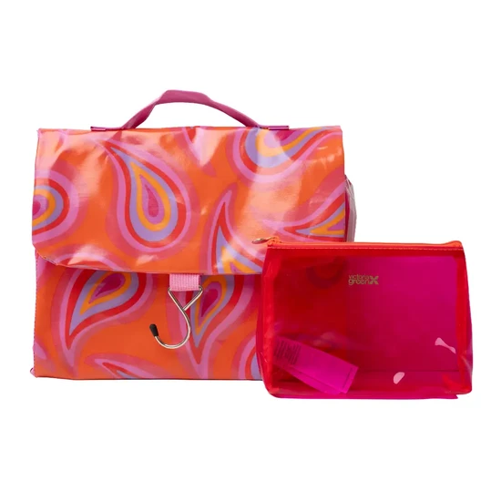 Victoria Green Groovy Paisley Threefold Hanging Wash Bag & Small Clear Makeup Bag Set