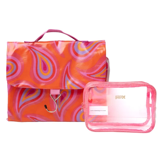 Victoria Green Groovy Paisley Threefold Hanging Wash Bag & Beauty Kit Case Set