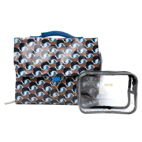 Victoria Green Geometra Azure Threefold Hanging Wash Bag & Beauty Kit Case Set