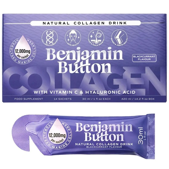 Benjamin Button BlackCurrant 12,000mg Marine Collagen Liquid Sachets