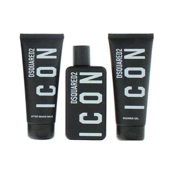 Dsquared2 Icon Pour Homme Eau De Parfum 100ml, Shower Gel 100ml + Aftershave Balm 100ml Gift Set